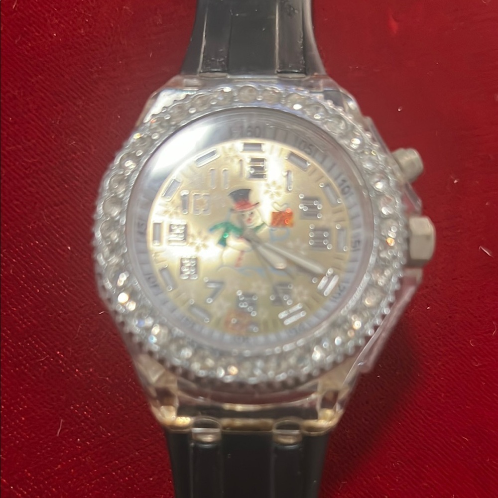 Festive Snowman Watch with Black Strap